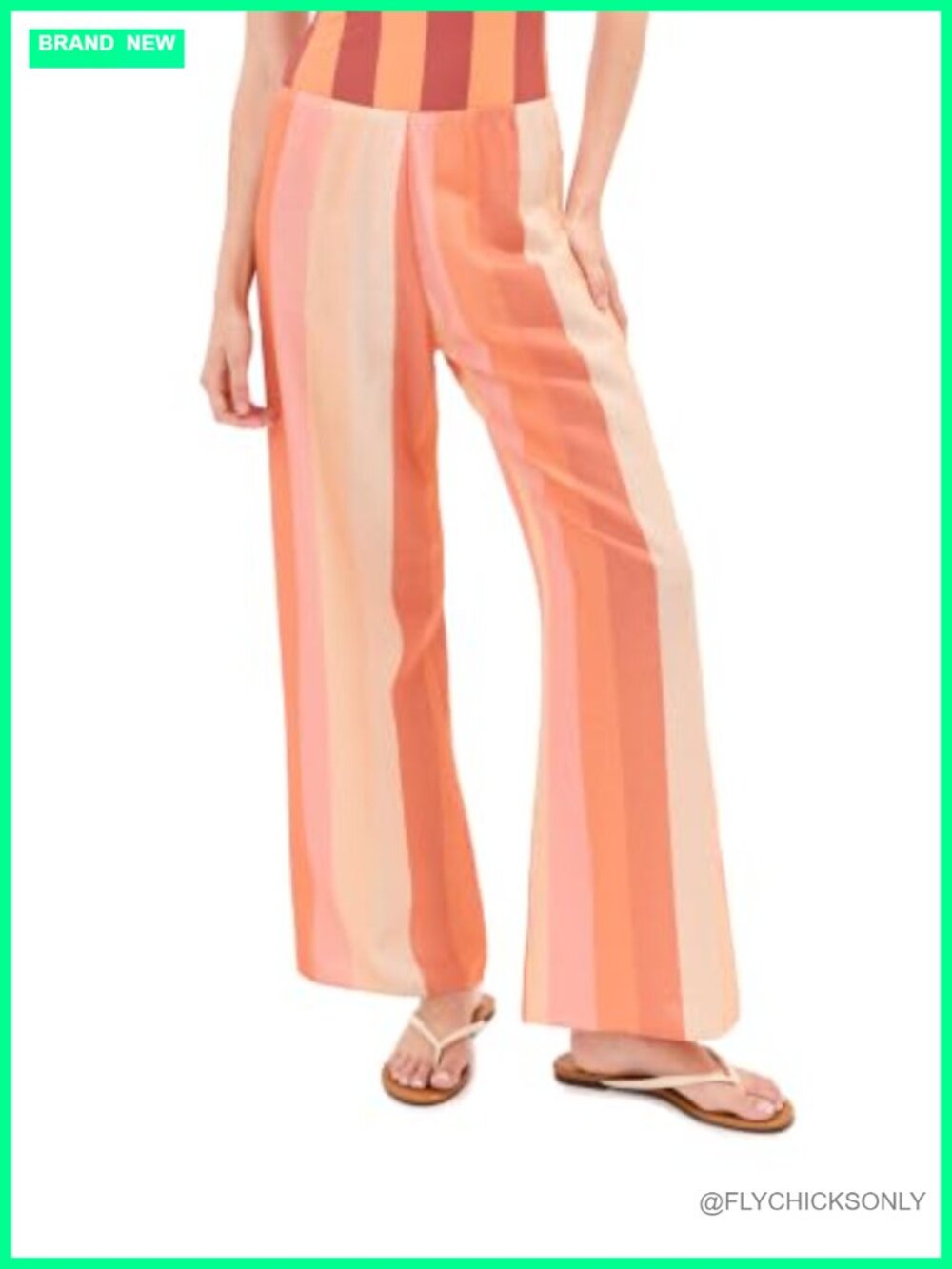 LE BOP Womens Ombre Eli Pants Linen Rayon High Rise Stripe Print